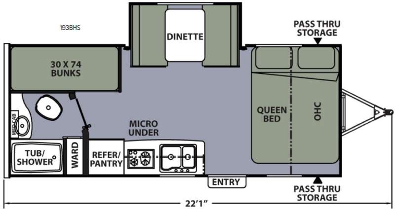 Floorplan - 2016 Coachmen RV Apex Nano 193BHS