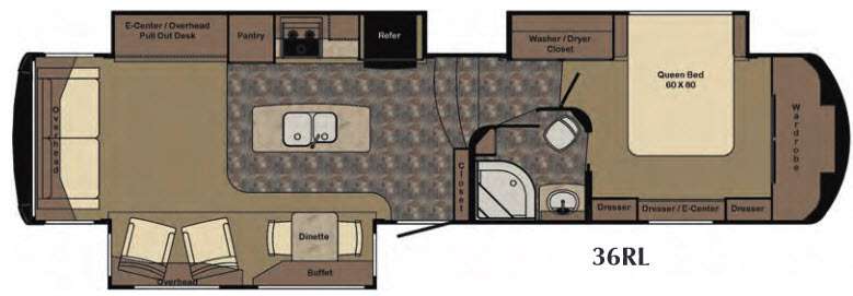 Floorplan - 2017 Redwood RV Redwood 36RL