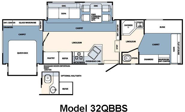 Floorplan - 2008 Forest River RV Wildcat 32QBBS