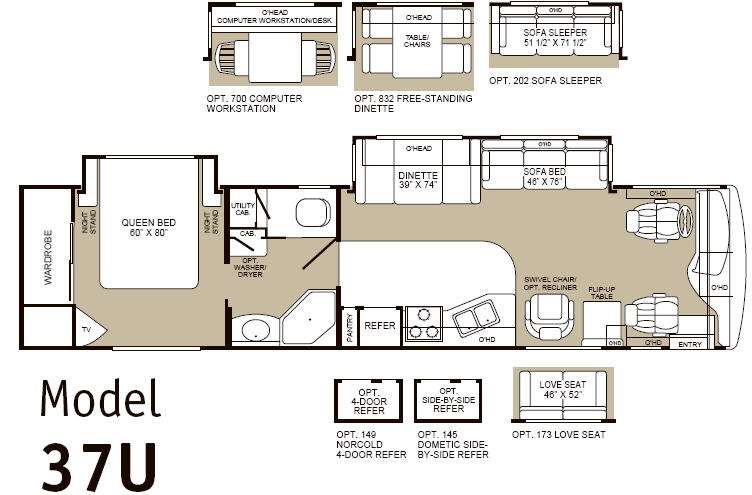 Floorplan - 2003 Fleetwood RV Bounder Diesel 37U