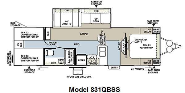 Floorplan - 2011 Forest River RV Flagstaff Classic Super Lite 831QBSS