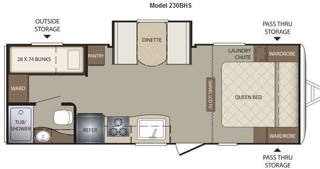Floorplan - 2012 Keystone RV Bullet 230BHS