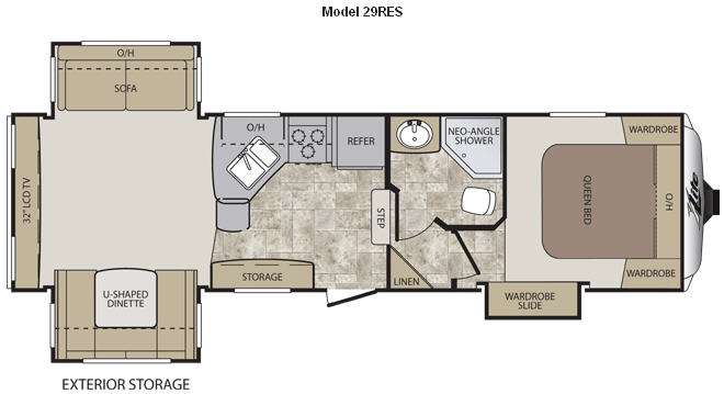 Floorplan - 2012 Keystone RV Cougar X-Lite 29RES