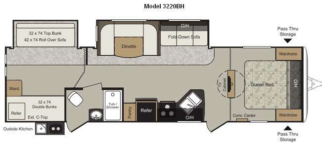 Floorplan - 2012 Keystone RV Passport 3220BH Grand Touring