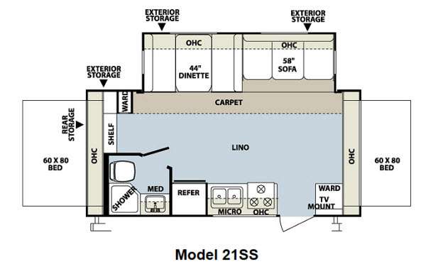 Floorplan - 2012 Forest River RV Rockwood Roo 21SS