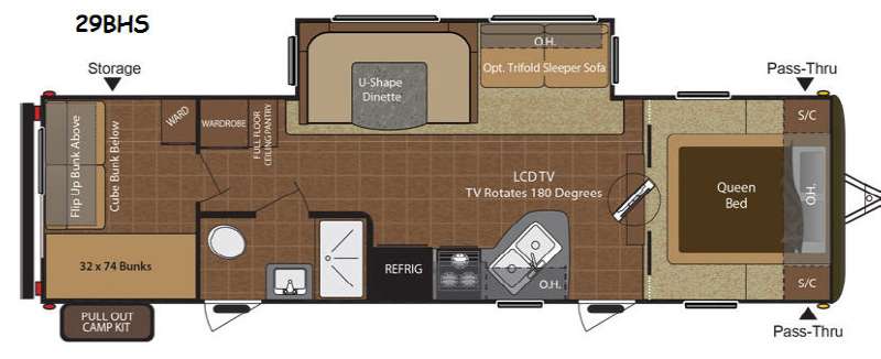 Floorplan - 2014 Keystone RV Hideout 29BHS