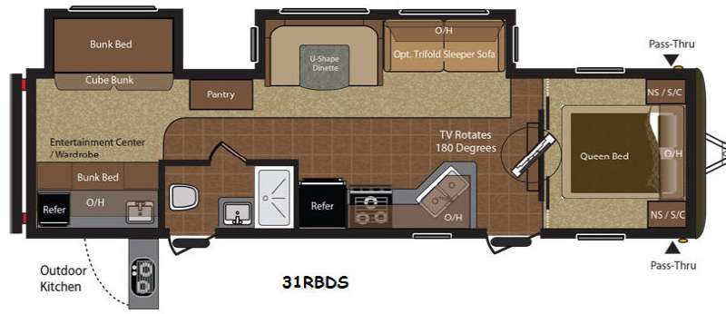 Floorplan - 2014 Keystone RV Hideout 31RBDS
