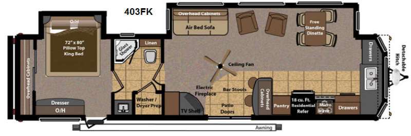 Floorplan - 2014 Keystone RV Residence 403FK
