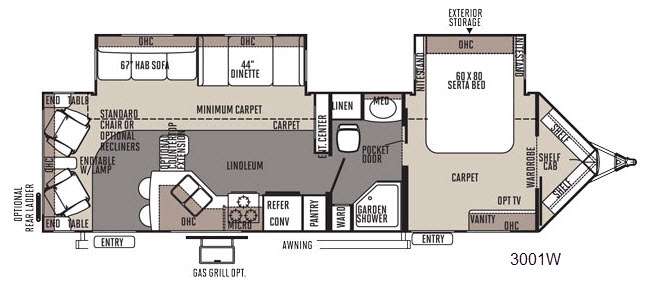 Floorplan - 2014 Forest River RV Rockwood Wind Jammer 3001W
