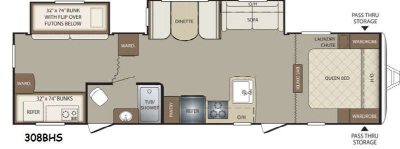 Floorplan - 2014 Keystone RV Bullet 308BHS