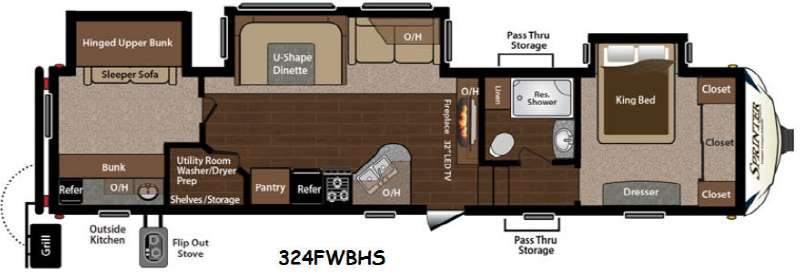 Floorplan - 2014 Keystone RV Sprinter Wide Body 324FWBHS
