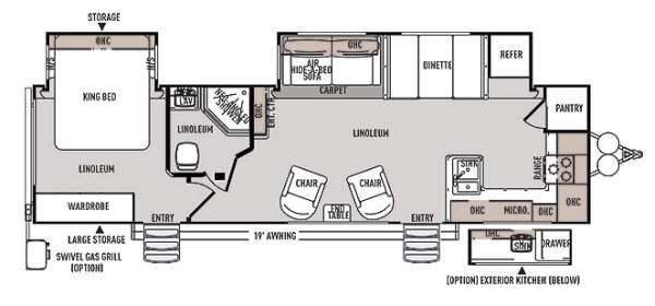 Floorplan - 2014 Forest River RV Wildwood Heritage Glen 302FK