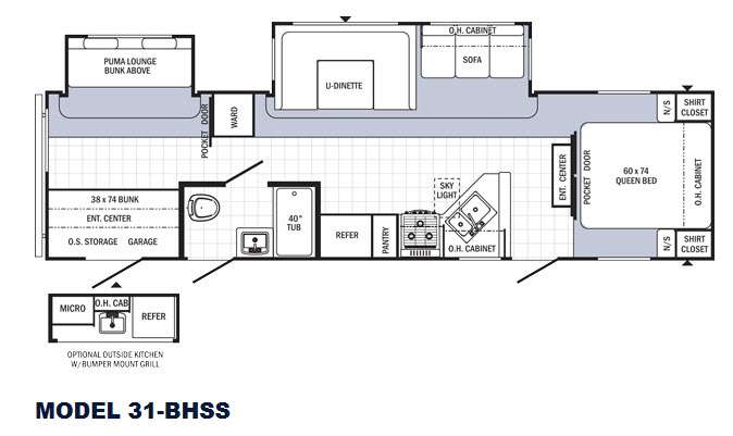 Floorplan - 2015 Palomino Puma 31-BHSS