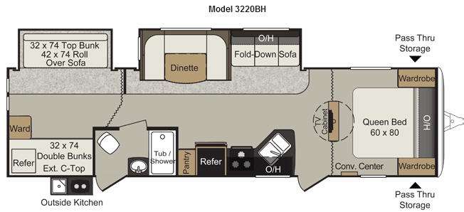 Floorplan - 2015 Keystone RV Passport 3220BH Grand Touring