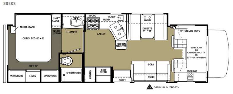 Floorplan - 2015 Forest River RV Sunseeker 3050S Ford