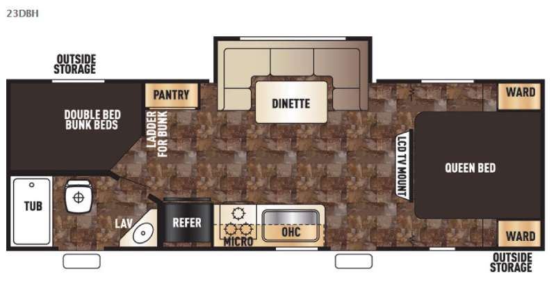 Floorplan - 2015 Forest River RV Cherokee Grey Wolf 23DBH