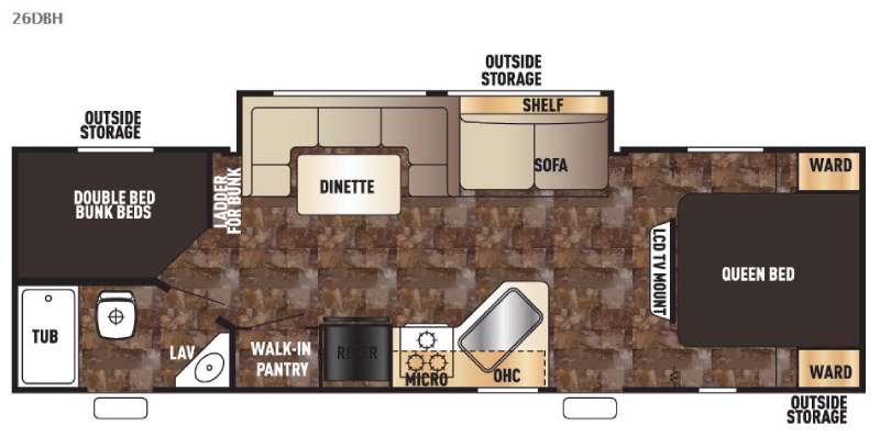 Floorplan - 2015 Forest River RV Cherokee Grey Wolf 26DBH