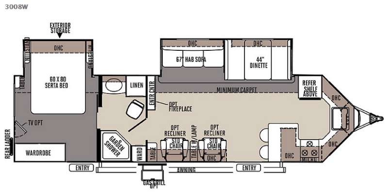 Floorplan - 2015 Forest River RV Rockwood Wind Jammer 3008W