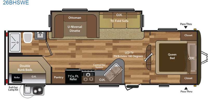 Floorplan - 2015 Keystone RV Hideout 26BHSWE