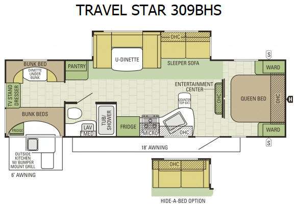 Floorplan - 2015 Starcraft Travel Star 309BHS