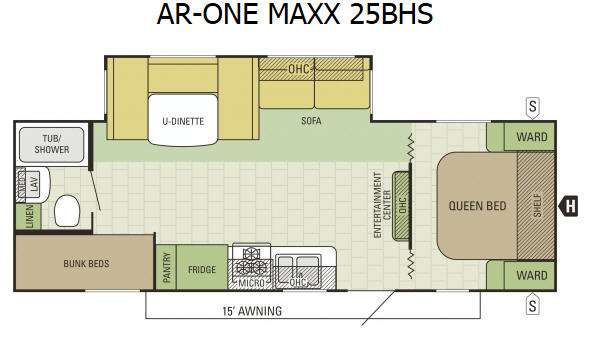 Floorplan - 2015 Starcraft AR-ONE Widebody 25BHS Wide Body