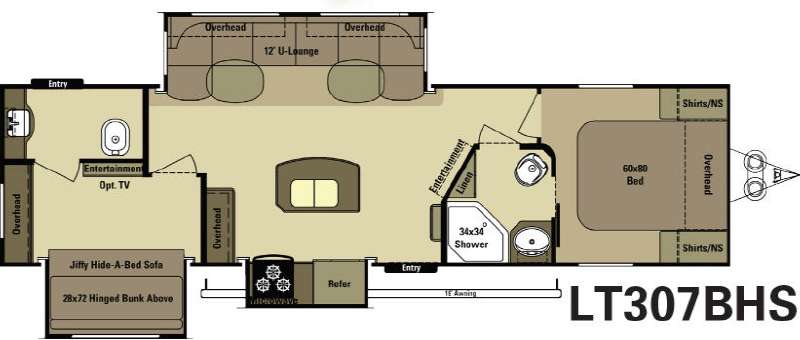 Floorplan - 2014 Open Range RV Light LT307BHS