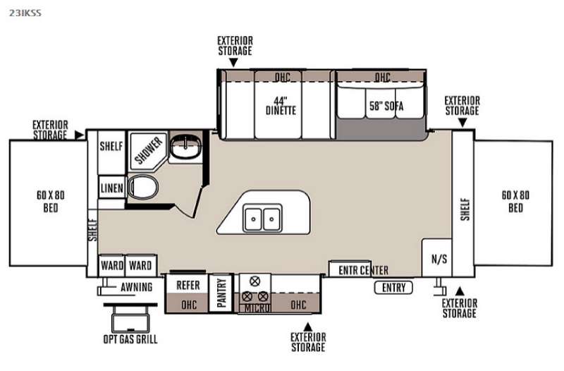 Floorplan - 2015 Forest River RV Rockwood Roo 23IKSS