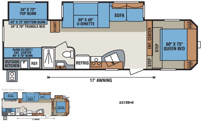 Floorplan - 2016 KZ Sportsmen S315BHK