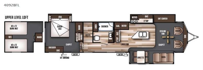 Floorplan - 2016 Forest River RV Wildwood Lodge 4092BFL