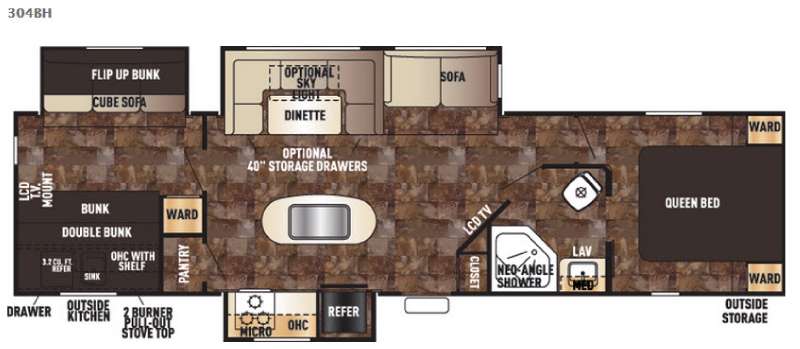 Floorplan - 2016 Forest River RV Cherokee 304BH
