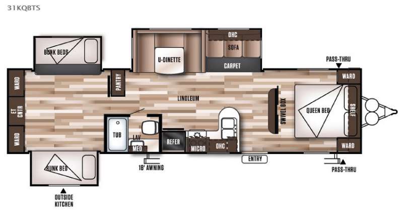 Floorplan - 2016 Forest River RV Wildwood 31KQBTS