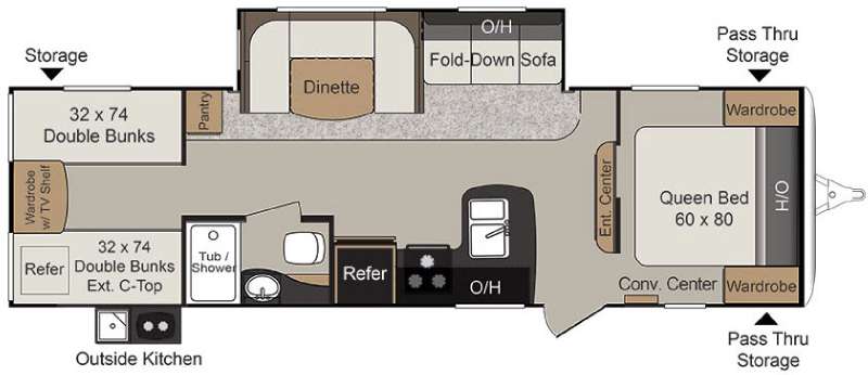 Floorplan - 2016 Keystone RV Passport 2920BH Grand Touring