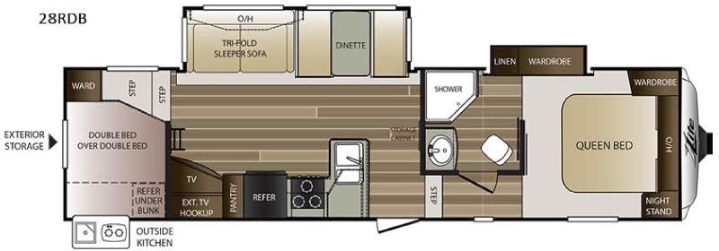 Floorplan - 2016 Keystone RV Cougar X-Lite 28RDB