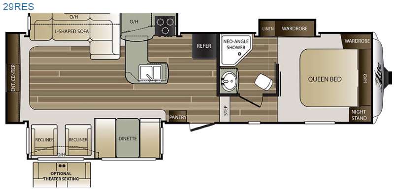 Floorplan - 2016 Keystone RV Cougar X-Lite 29RES