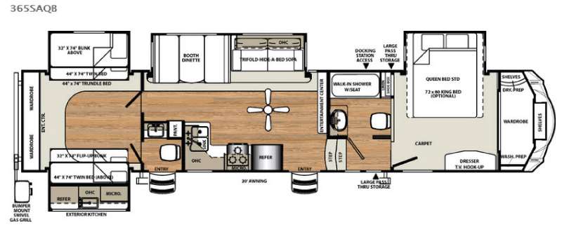 Floorplan - 2016 Forest River RV Sandpiper 365SAQB