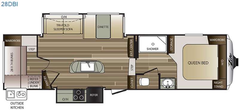 Floorplan - 2016 Keystone RV Cougar X-Lite 28DBI