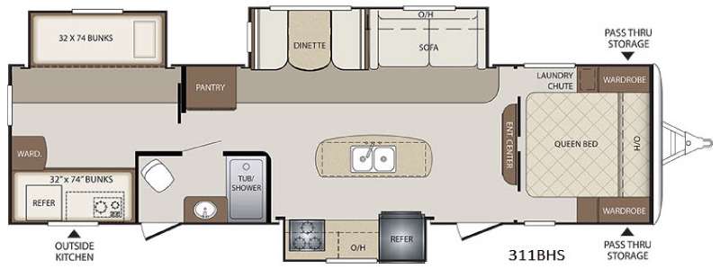 Floorplan - 2016 Keystone RV Bullet 311BHS