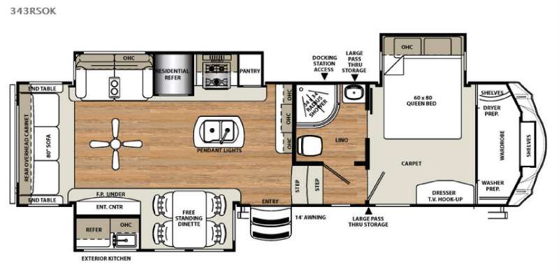 Floorplan - 2016 Forest River RV Sandpiper 343RSOK