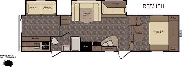 Floorplan - 2017 CrossRoads RV ReZerve RFZ31BH