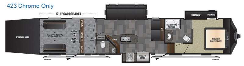 Floorplan - 2017 Keystone RV Fuzion 423 Chrome