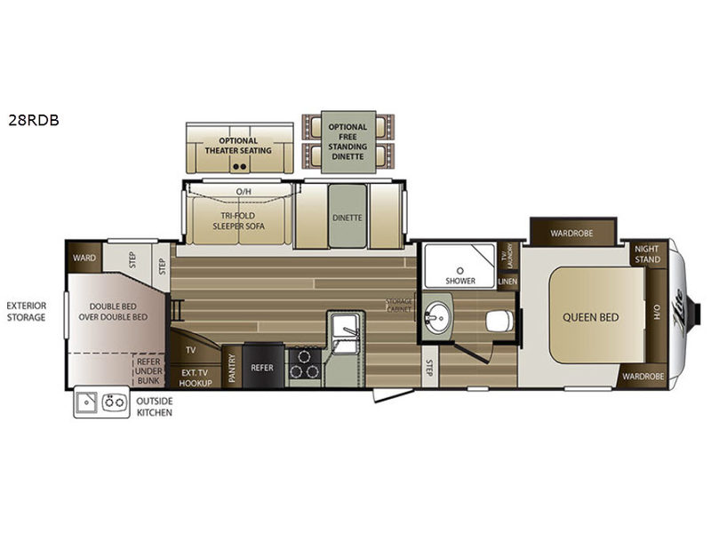Floorplan - 2017 Keystone RV Cougar X-Lite 28RDB