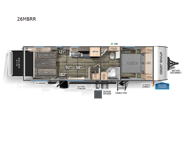 New Forest River RV Cherokee Grey Wolf 26MBRR Toy Hauler