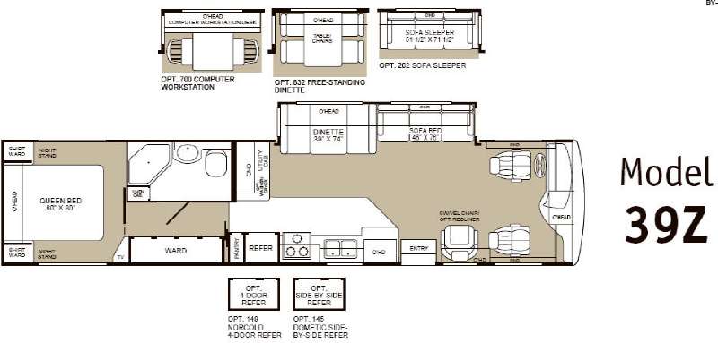 Floorplan - 2003 Fleetwood RV Bounder Diesel 39Z