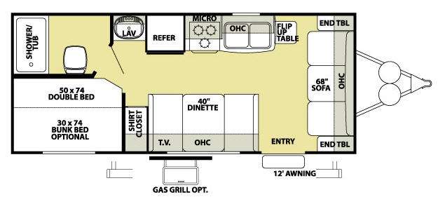 Floorplan - 2008 Forest River RV Salem LE 19BH