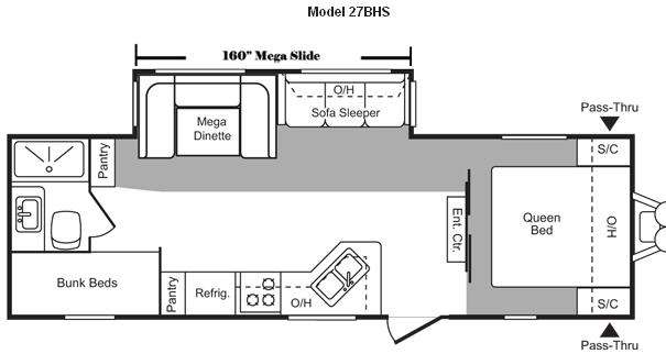 Floorplan - 2010 Keystone RV Hideout 27BHSWE