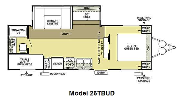 Floorplan - 2012 Forest River RV Salem 26TBUD