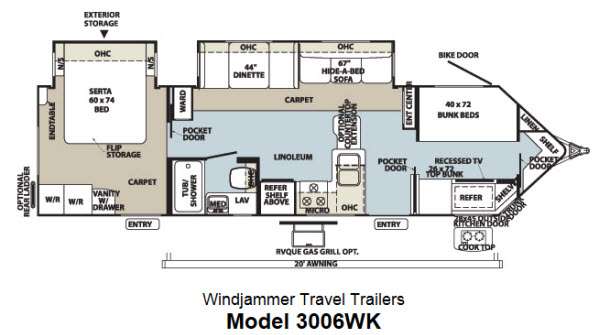 Floorplan - 2013 Forest River RV Rockwood Wind Jammer 3006WK