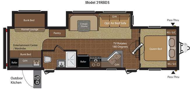 Floorplan - 2012 Keystone RV Hideout 31RBDS