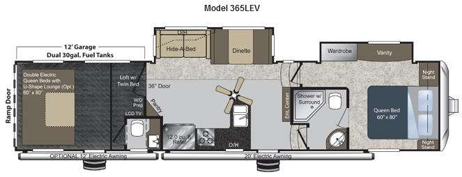 Floorplan - 2012 Keystone RV Raptor Velocity 365LEV