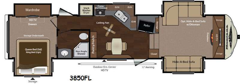 Floorplan - 2014 Keystone RV Montana 3850 FL